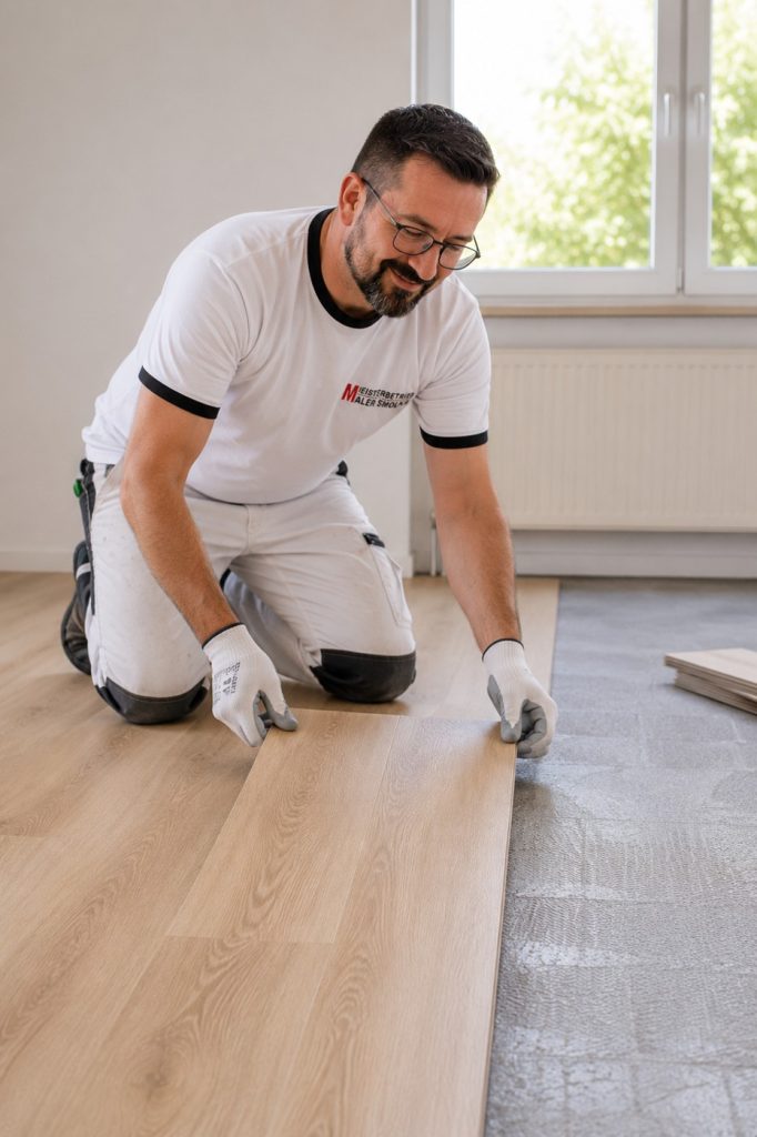Hochwertige Bodenbeläge fachgerecht verlegen lassen – sauber, präzise und langlebig.
